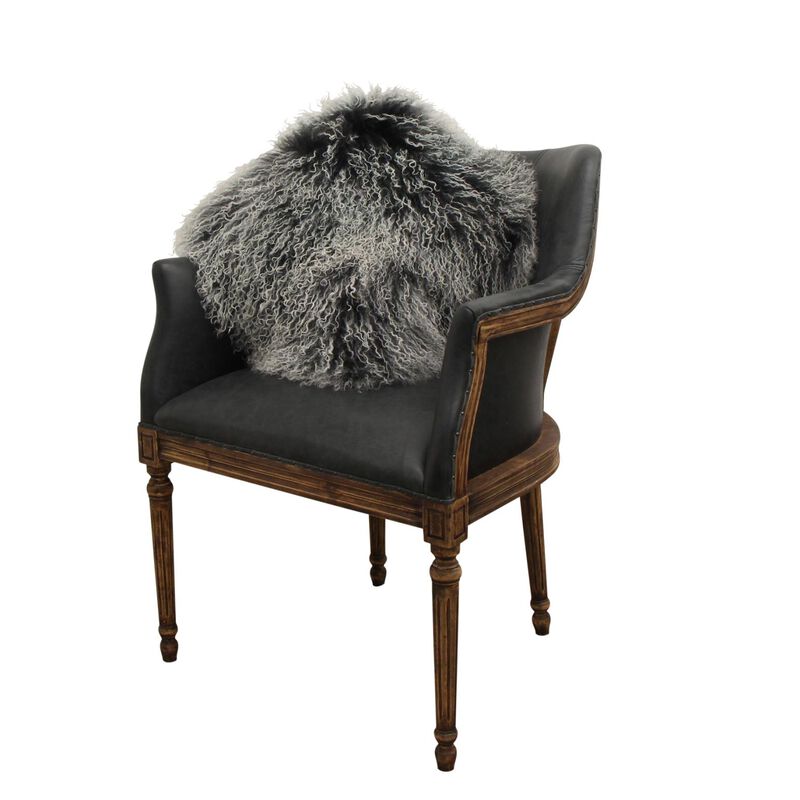 French Country Boston Black Leather Chair image number 3