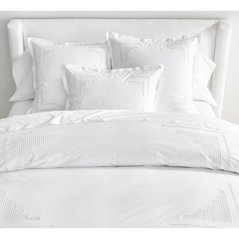 Pottery Barn Eyelet Duvet Cover White - Queen image number 0