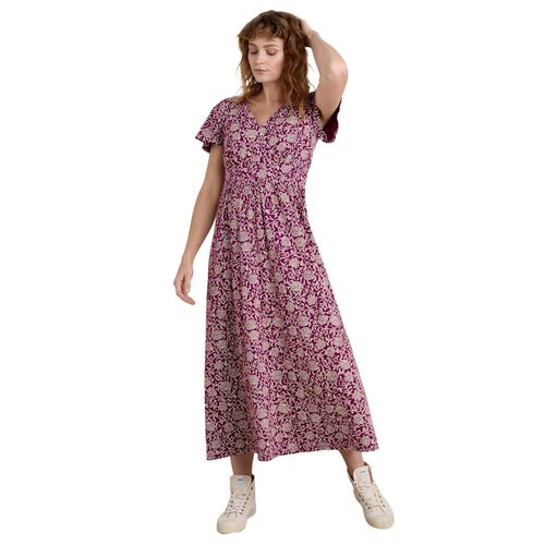 Seasalt Cornwall Chateaux Dress Trailing Woodblock Cassis