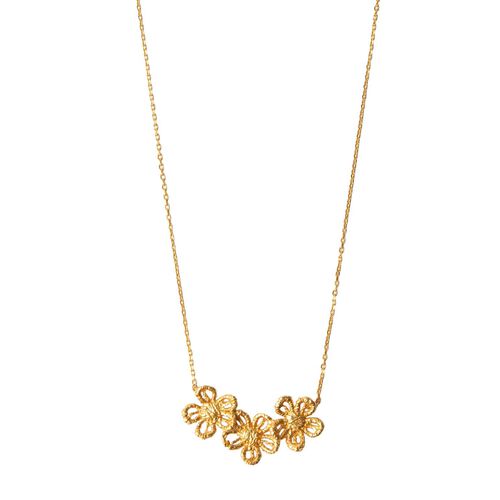 Stella + Gemma Necklace 3 Gold Brushed Flowers