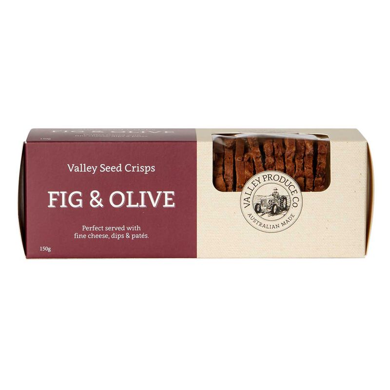 Valley Produce Co. Seed Crisps Fig & Olive 150g | Ballantynes Department Store
-image