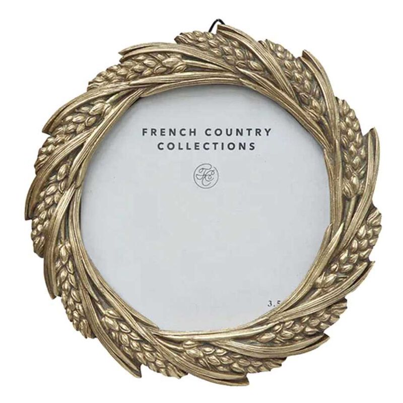 French Country Wheat Round Frame Champagne image number 0