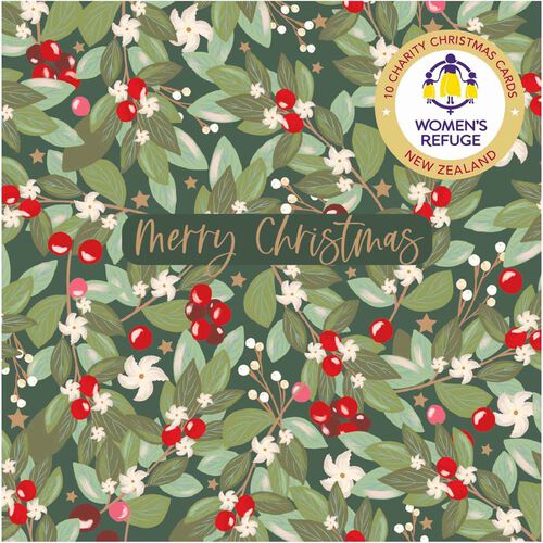 Women's Refuge Leaves and Berries Christmas Card Wallet