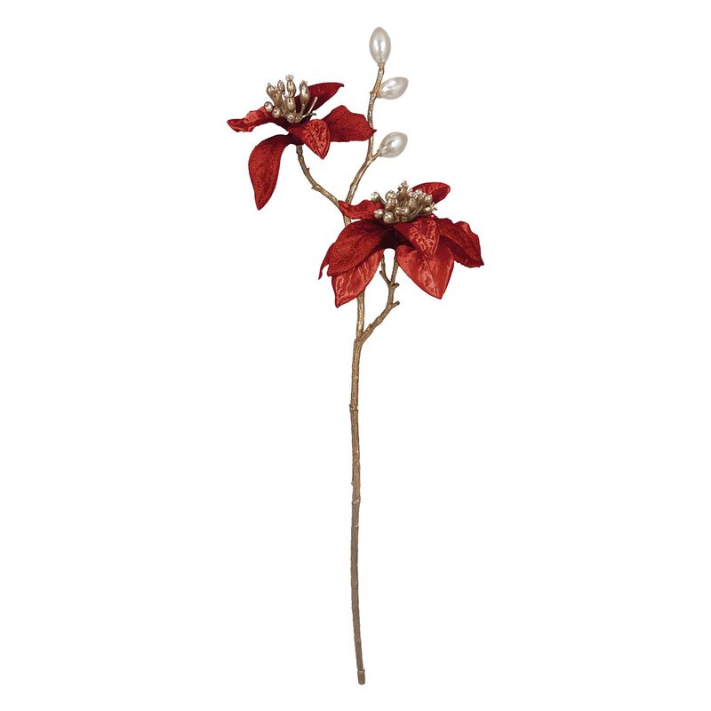Christmas Poinsettia Spray With Pearl Red 42cm image number 0