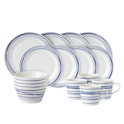 Royal Doulton Pacific 16 Piece Dinnerware Set, Blue Lines
