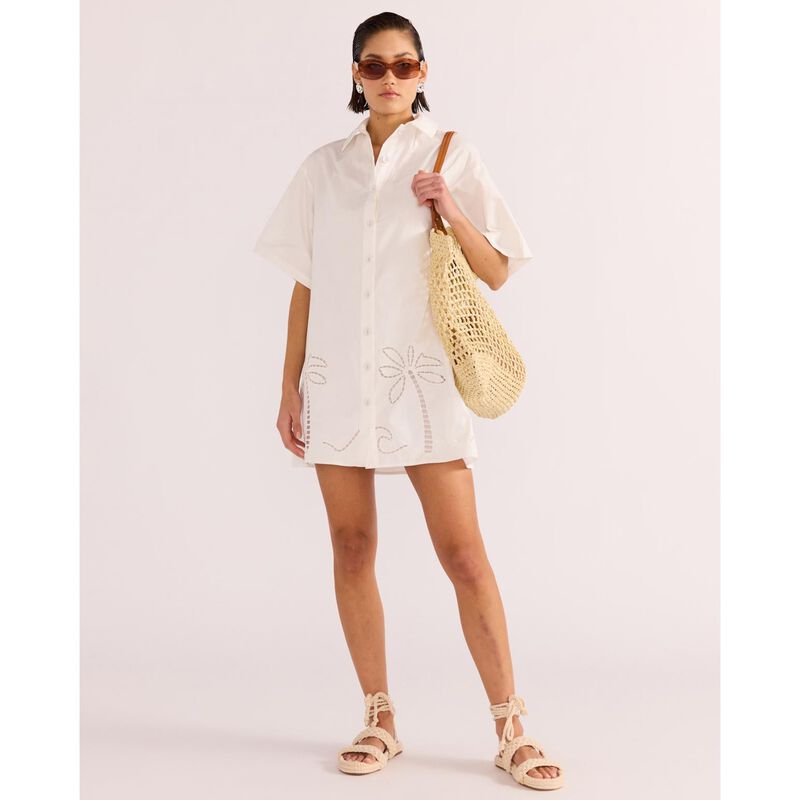MINKPINK Romina Broderie Shirt Dress image number 3