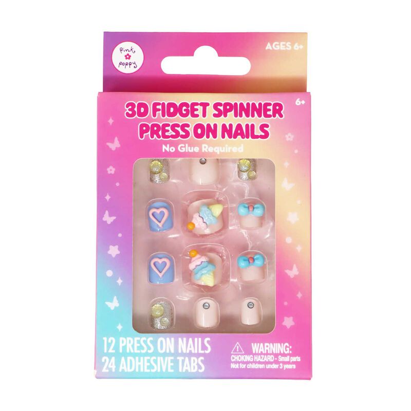 Pink Poppy 3D Fidget Spinner Press On Nails Strawberry image number 0