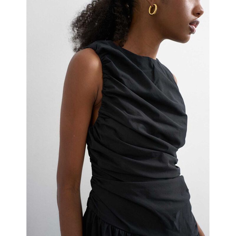 TOPSHOP Caros Poplin Ruched Maxi Dress image number 2