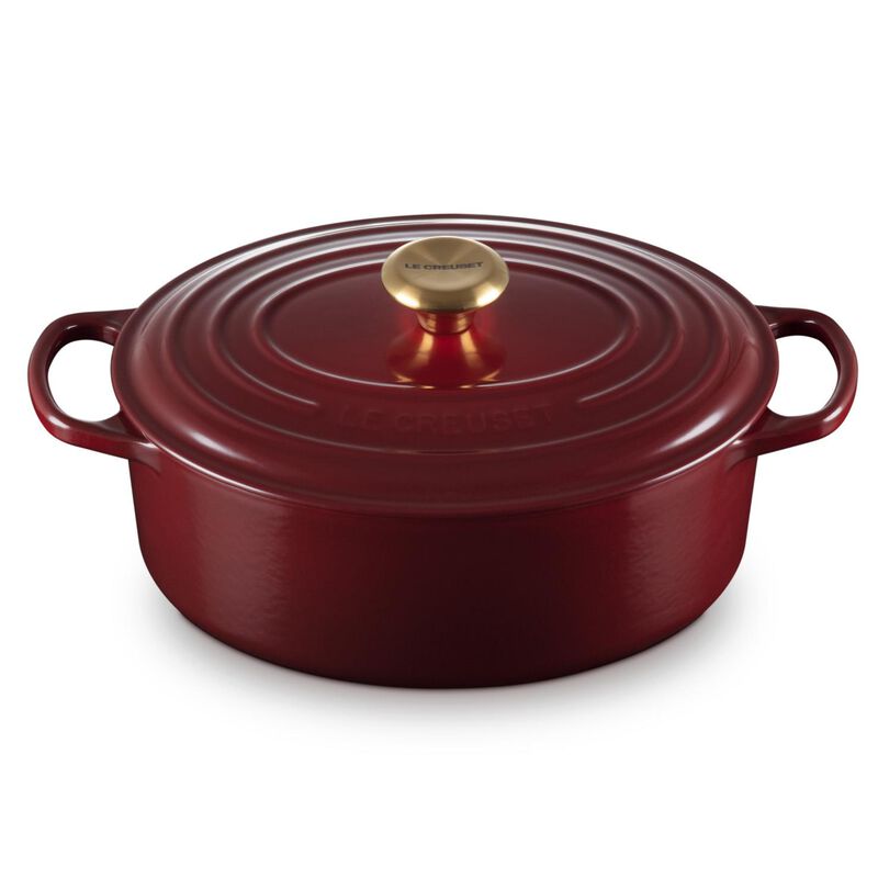Le Creuset Signature Oval Casserole/Oven 29cm Garnet Gold Knob image number 1