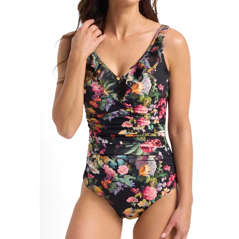 Jantzen Abbie DD-E Mesh Frill One Piece - Black image number 2