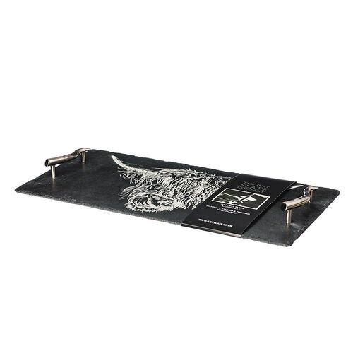 Selbrae House Serving Tray Large - Highland Cow with Horn Handles