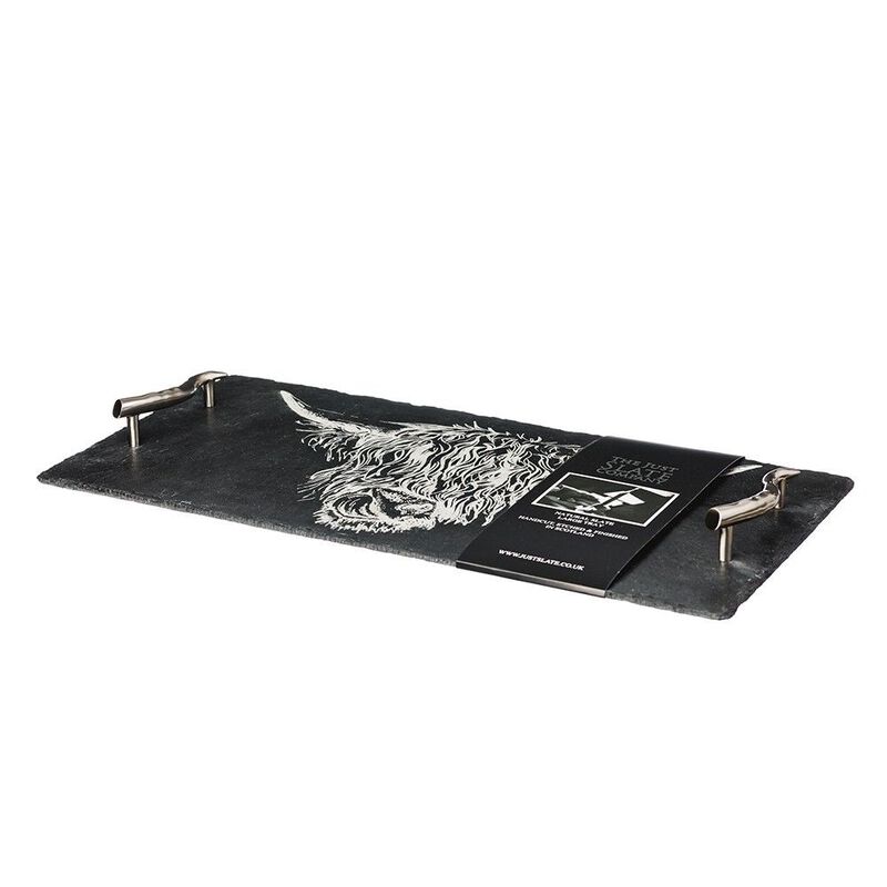 Selbrae House Serving Tray Large - Highland Cow with Horn Handles image number 0