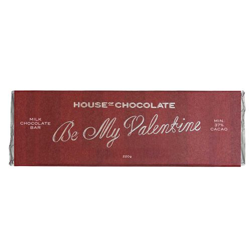 House of Chocolate 'Be My Valentine' Milk Chocolate Bar 220g