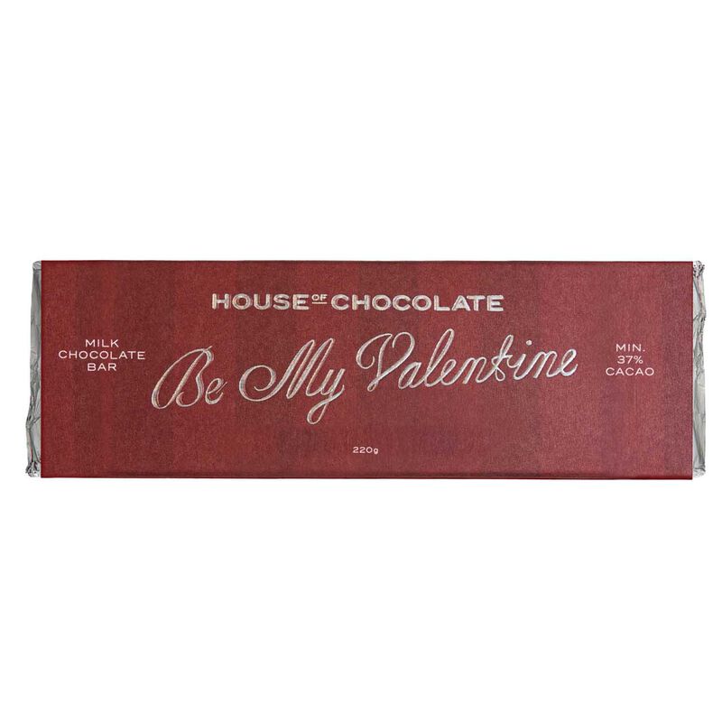 House of Chocolate 'Be My Valentine' Milk Chocolate Bar 220g image number 0