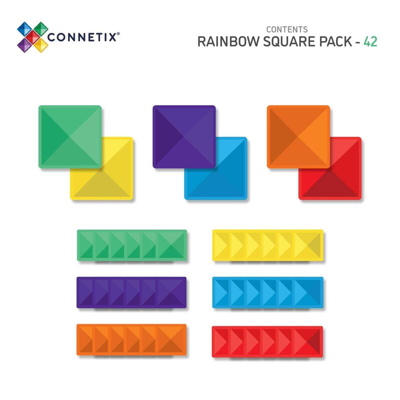 Connetix Tiles Rainbow Square Pack 42 Pc image number 1