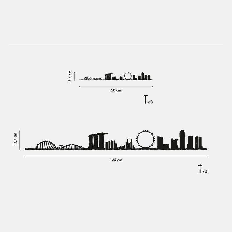 The Line Skyline of Singapore Black Steel Silhouette 50cm image number 2