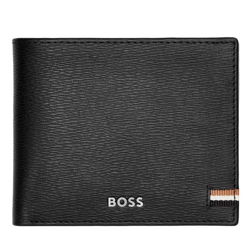 BOSS Leather Trifold Wallet With Flap Iconic Black image number 0