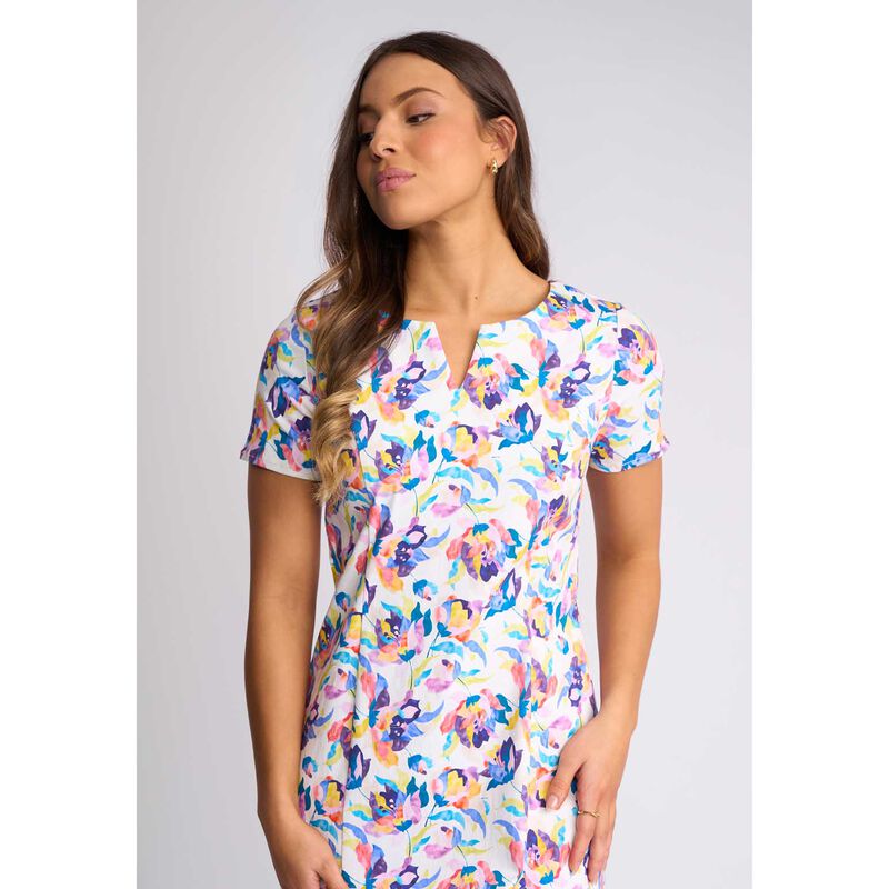 Vassalli Printed Lightweight Fitted Dress With Short Sleeve image number 2