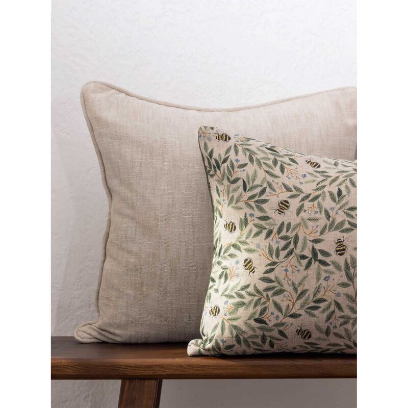 Wallace Cotton Botanical Bee Square Cushion Cover image number 3