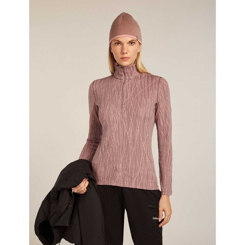 Icebreaker W Merino 260 Tech Vertex LS Half Zip Delta Lines AOP image number 2