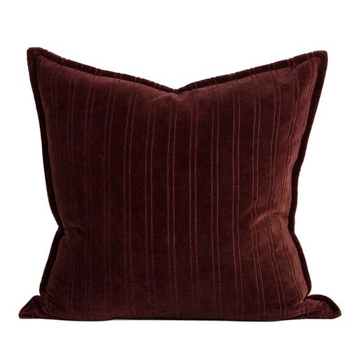 Baya Stria Cushion With Feather Inner 55x55cm - Merlot