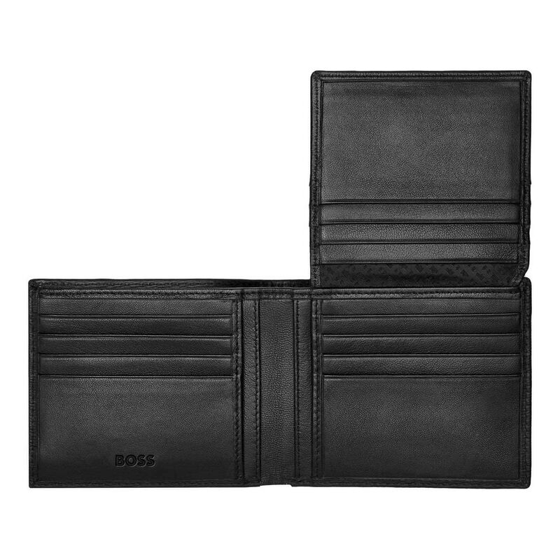 BOSS Leather Trifold Wallet With Flap Iconic Black image number 1