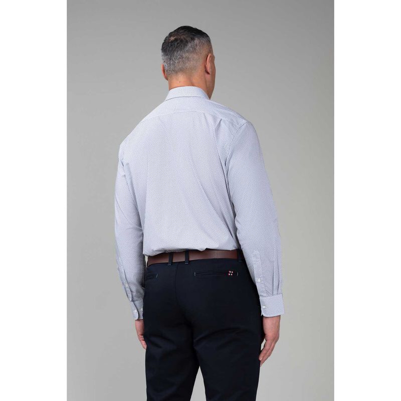 Rembrandt Sinatra Beige & Blue Microdesign Print Shirt image number 1