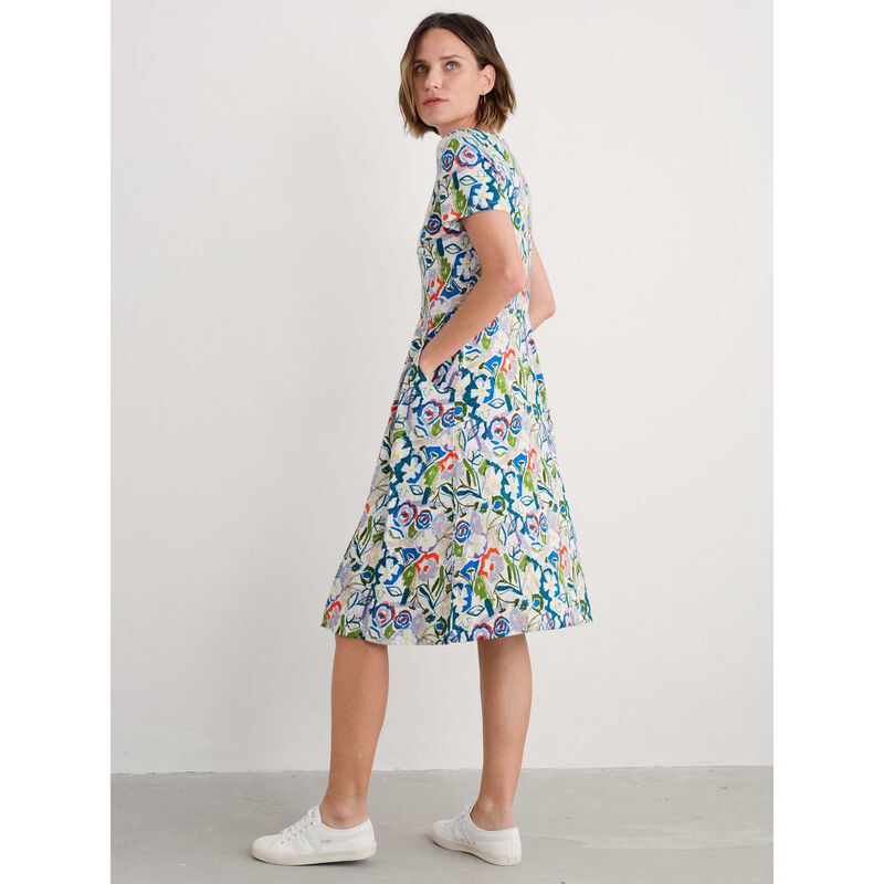 Seasalt Cornwall Enor Dress Studio Floral Chalk image number 1