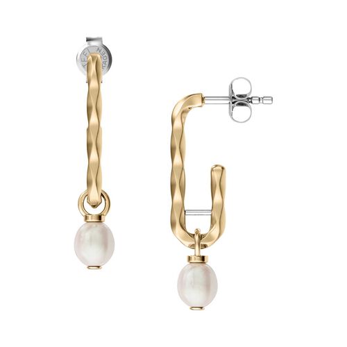 Skagen Agnethe Pearl Gold-Tone Brass Drop Earrings
