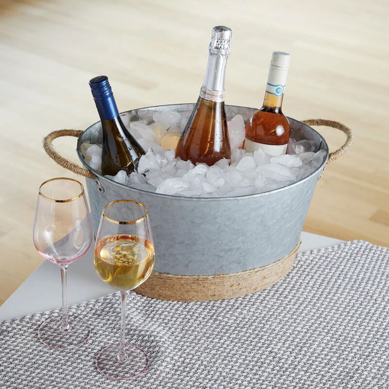 Jute Rope Wrapped Galvanized Tub By Twine® image number 1