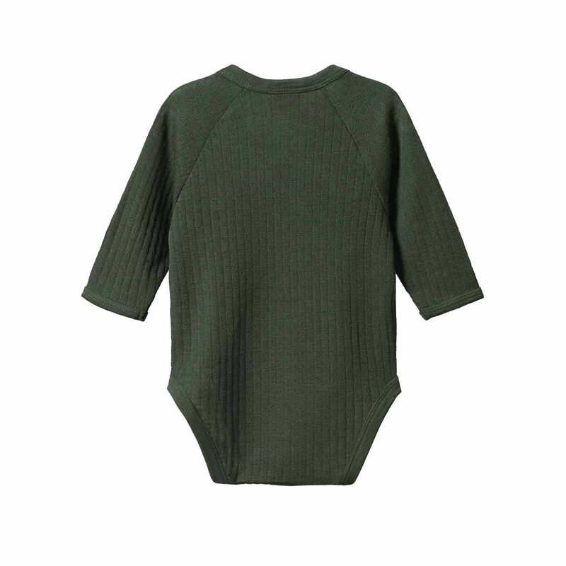 Nature Baby Merino Essential L/S Kimono Bodysuit Pointelle image number 3