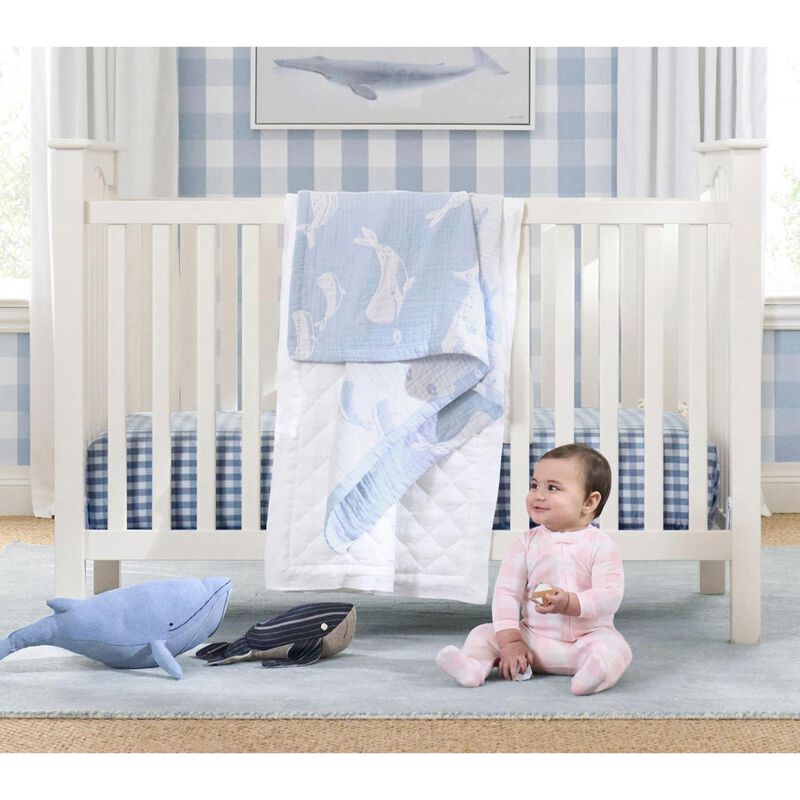 Pottery Barn Kids Jacquard Muslin Whale Baby Blanket image number 3