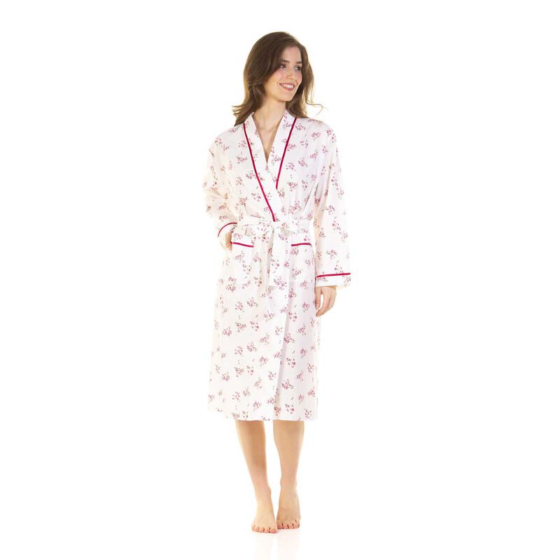 La Marquise Meadow Woven Polycotton Robe With Satin Trim & Pockets image number 5