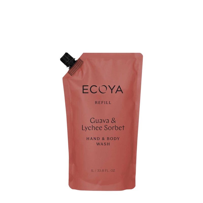 ECOYA Hand & Body Wash Refill Guava & Lychee Sorbet 1L image number 0