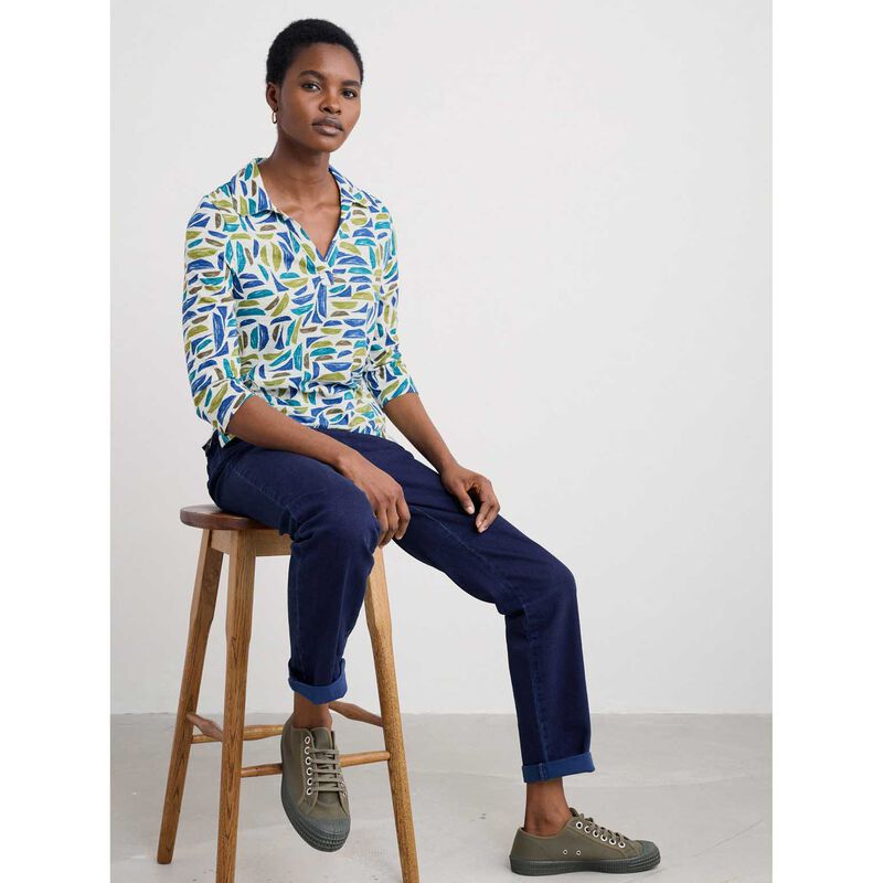 Seasalt Cornwall Wavecrest Shirt Harbour Hulls Chalk image number 2