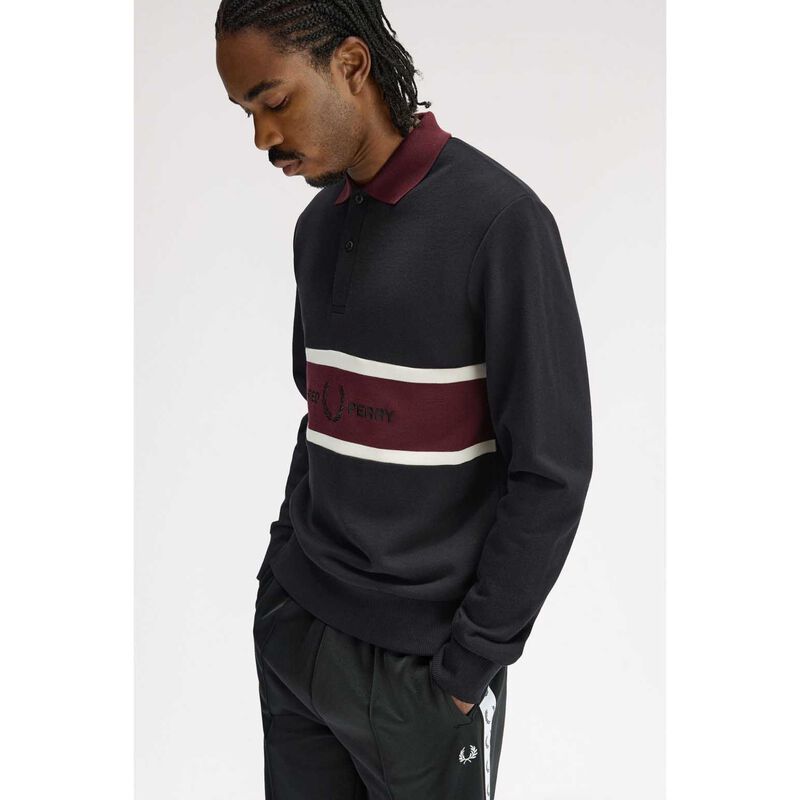 Fred Perry Embroidered Panel Collared Sweatshirt image number 2