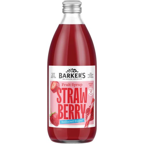 Barker's Soda Syrup Reduced Sugar Strawberry 500ml
