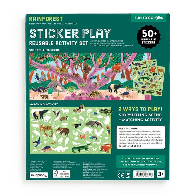 Mudpuppy Rainforest Sticker Play Reusable Activity Set image number 2