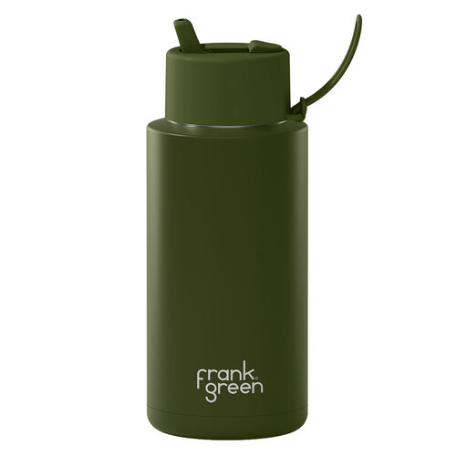 frank green 34oz Reusable Bottle with Flip Lid Khaki