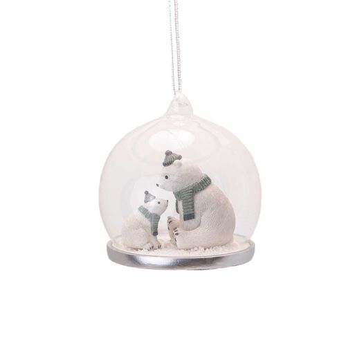 Sass & Belle Polar Bear Mummy & Baby Dome Bauble