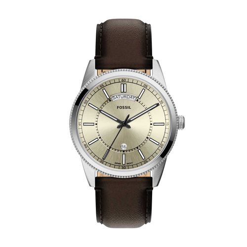Fossil Pearson 42mm Three-Hand Day-Date Brown Leather Watch