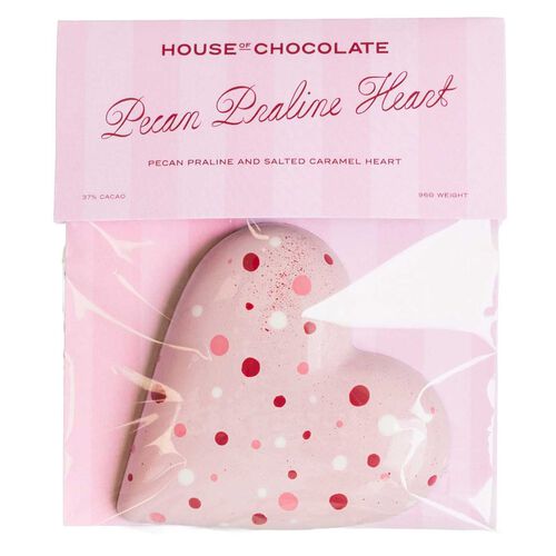 House of Chocolate Pecan Praline & Caramel Milk Chocolate Heart 96g