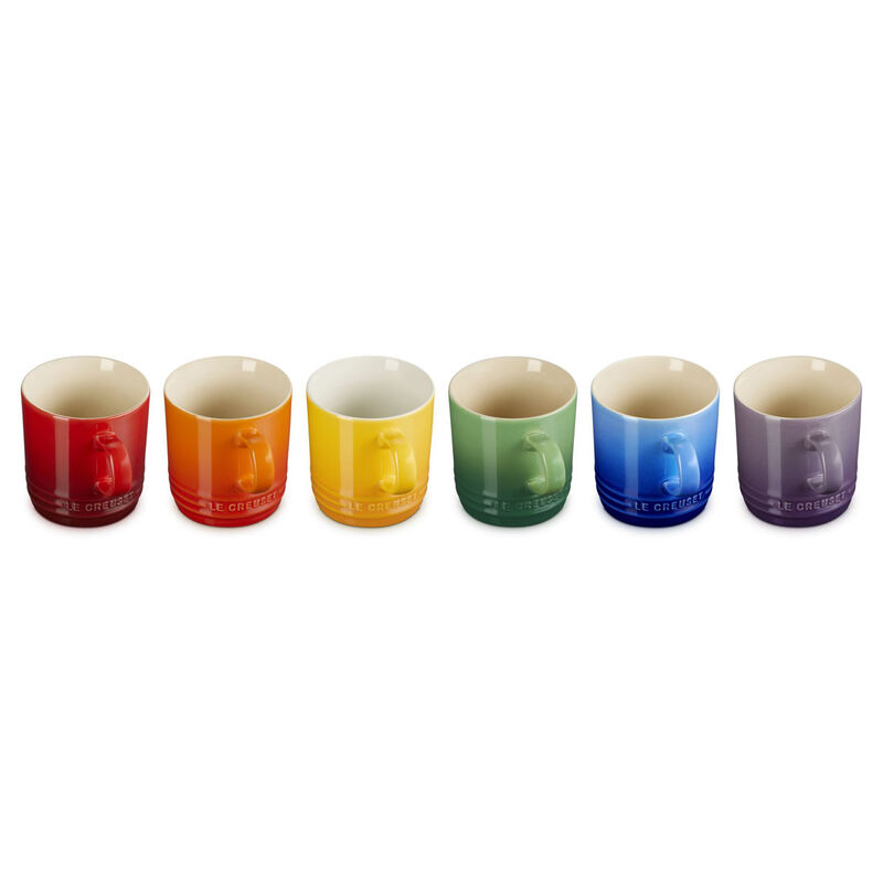 Le Creuset Stoneware Rainbow Set of 6 Cappuccino Mugs 200ml image number 0
