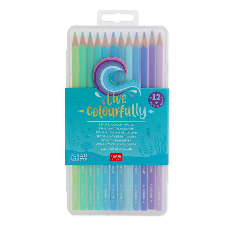 Legami Live Colourfully: Colouring Pencils Set of 12 - Ocean Palette image number 0
