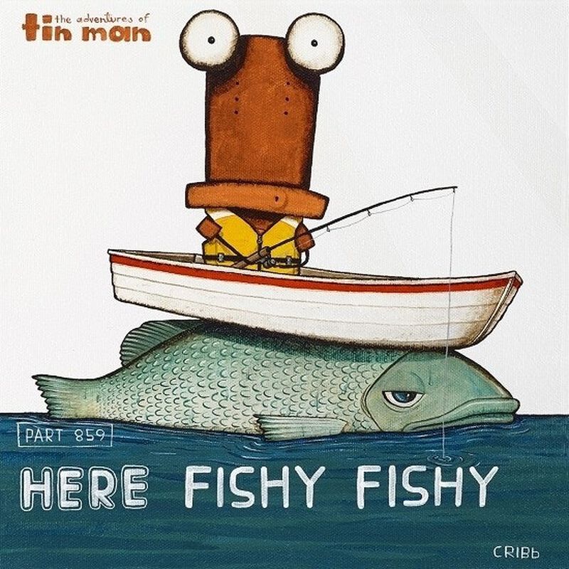 Tin Man Here Fishy Fishy Box Frame 30X30cm image number 0