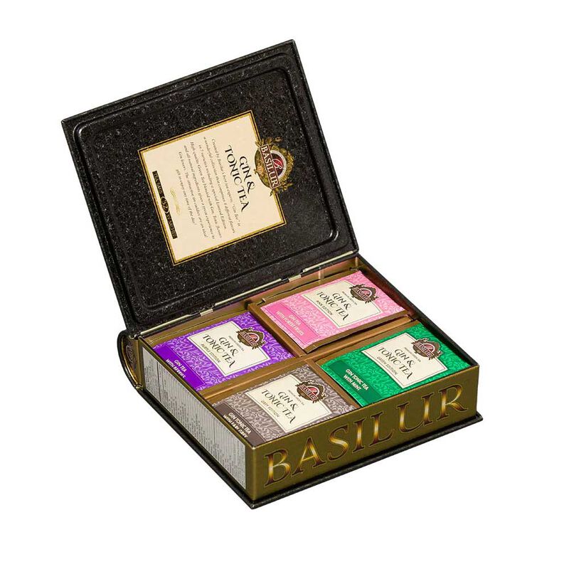 Basilur Gin & Tonic Large Tea Book Black Tin 32 Assorted Teabags image number 1