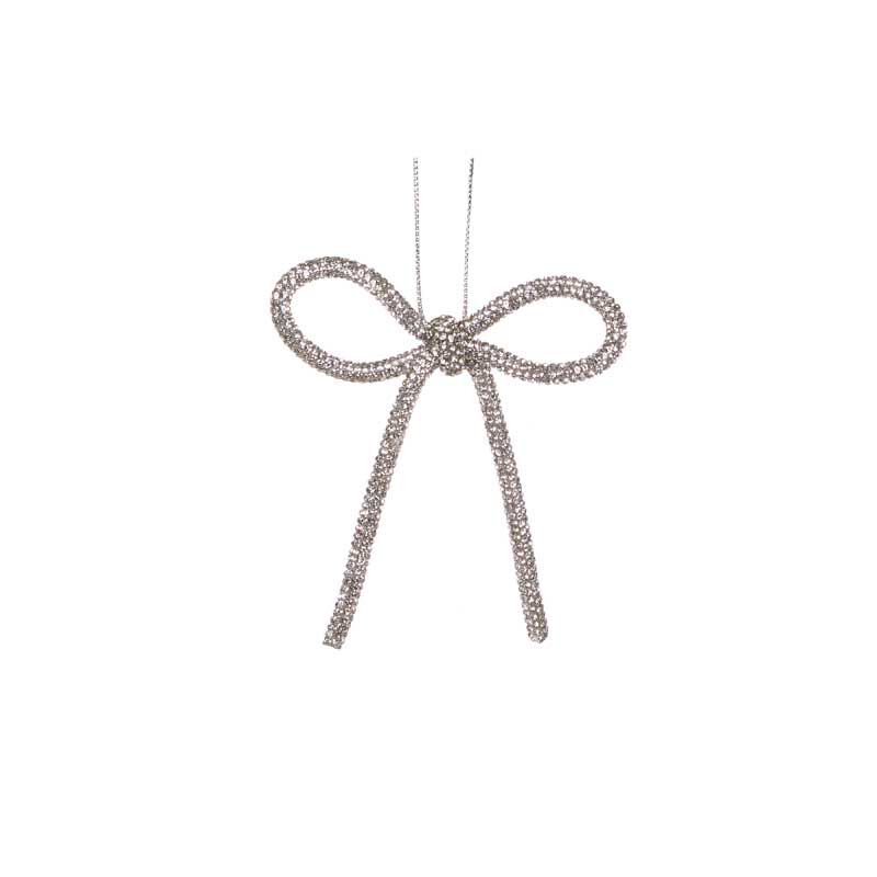 Holly & Ivy 9cm Silver Beaded Bow Ornament image number 0