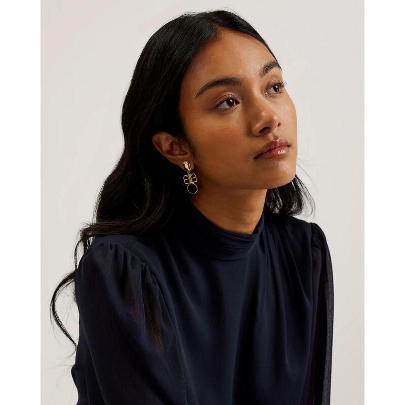 Ted Baker Deerdra Long Sleeve Pleated Top With Side Neck Tie image number 2