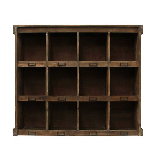 French Country Wooden Cubby Wall Shelf Large