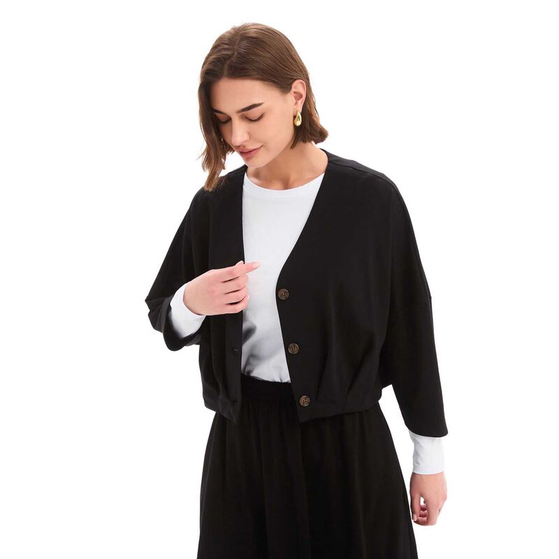 TIRELLI Pleat Hem Crop Cardigan image number 0